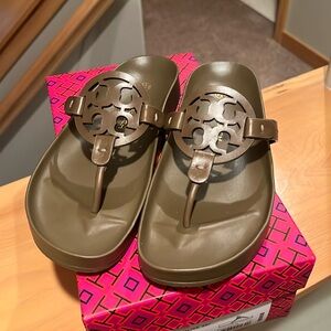Tory Burch miller cloud calf leather sandals.